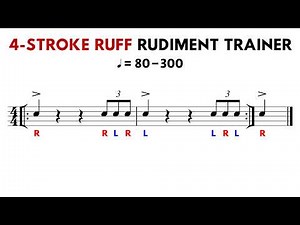 4-Stroke Ruff Rudiment Trainer (Play-Along) | 80–300 BPM