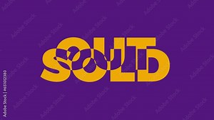 Sold out, graphic element. Flash banner design 4k animation. Scrolling and flashing purple and orange text. Seamless looping Stock Video