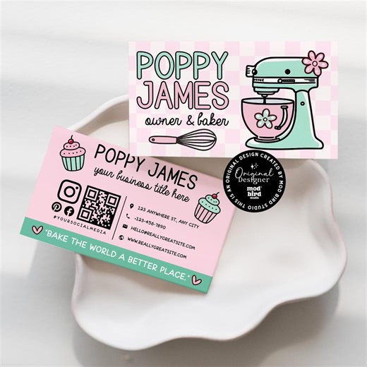 Baking Business Card Template, Printable Bakers Business Card, Bakery Business Branding, DIY Business Card Design, Instant Download Card-jan - Etsy