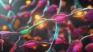 Latest breakthroughs in genetic engineering, featuring colorful animations of CRISPR technology in action.