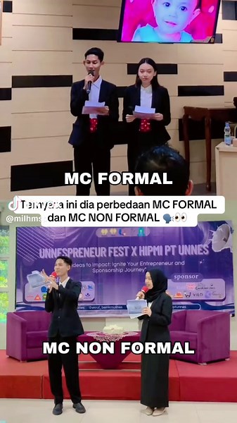 📚 5 Perbedaan MC FORMAL dan MC NON FORMAL 1️⃣ Persiapan Teks vs Improvisasi Personal ✅ MC formal biasanya udah dapet script dari panitia, bahkan kadang detail banget, mulai dari sapaan sampai cara nyebut gelar. Nggak boleh asal ngomong. ✨MC non-formal, malah sering cuma dikasih garis besar aja. Selebihnya ya main feeling dan bangun chemistry sama audiens. Improvisasi justru jadi nilai plus. 2️⃣ Batasan Humor dan Isu Sensitif ✅ Di acara formal, humor itu riskan. Nyebut nama tokoh penting atau ca