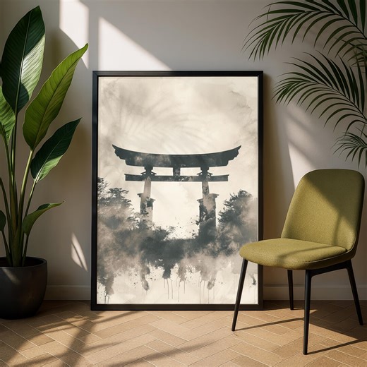 Japanese Torii Print | Japandi Wall Art | Abstract Home Decor | Modern Poster - Etsy