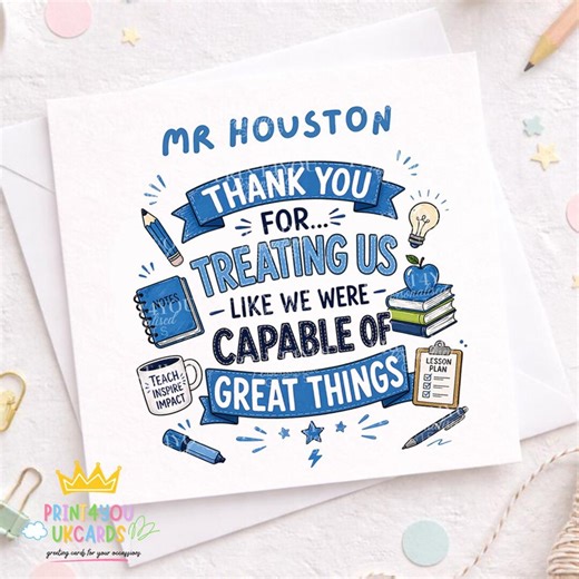 Funny Teacher Thank You Card Personalised Name, End of Term Card for Sir, Teacher Leaving Card, School Leavers Thank You Card - Etsy