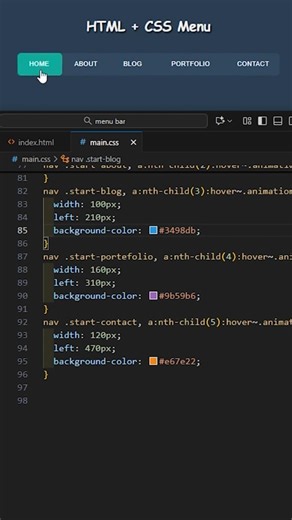 Animated Navbar in HTML CSS 🔥 #webdevelopment #coding