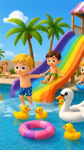 🌈 Kids Summer Pool Party Fun#CartoonKids #3DAnimation