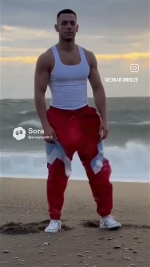 Pants flapping in windy beach