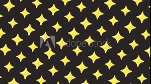 Shiny yellow star shapes scroll diagonally with a twinkle. 4K motion loop black background.