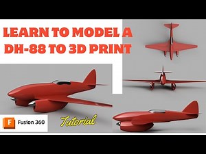 Learn how to model a RC airplane 3D printable DH-88 in CAD Fusion 360. Tutorial. beginner to advance