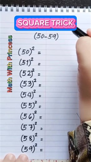 1.6K views · 35 reactions | Math Review: Square Trick #math #mathematics #mathschallenge #mathisfun #mathtutor #mathviral #mathviralvideo #reels#reelfb #reelsviralfb #fypシ゚viralシ #fypシ | Math with Princess | Facebook