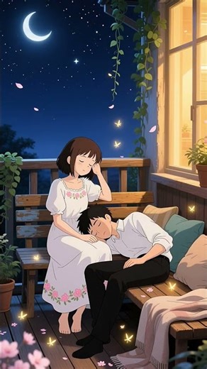 “Her Lap, His Safe Place”🌷 Romantic couple anime ASMR sleep help, Ghibli studio style#relaxingmusic