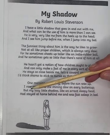 My shadow by Robert Louis Stevenson. a poem for children read aloud in an English language