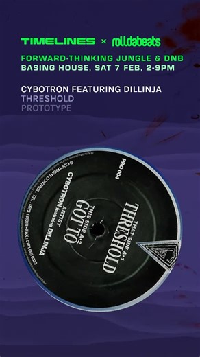 Timelines on Instagram: "Battery selects…. Cybotron Feat. Dillinja - Threshold [Prototype] Huge anthem from Dillinja on Rider’s Prototype from the era when the techstep sound was breaking through and the sonics of jungle were shifting towards a more “intelligent” sound. Battery will be laying down beats from this era, where the D&B sounds of today started to emerge so come down to Basing House for more of this Tickets RA and Skiddle Saturday 7th Feb, 2pm - 9pm Basing House, Shoreditch, London Ro