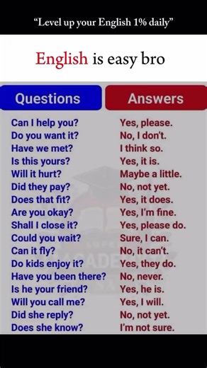 Simple questions and answers to practice everyday conversations._._.__EnglishIsEasyBro