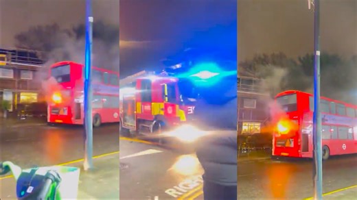 London Fire Brigade responds to fire on double decker bus in Kilburn Lane
