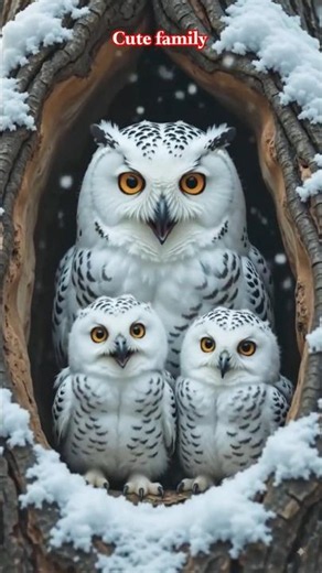 🦉 The Cutest Snowy Owl Family You'll Ever See! ❤️ #shorts #viral #nature #wildlife #trending