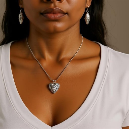 Silver Heart Locket Necklace Filigree Love Pendant Vintage Jewelry Gift - Etsy