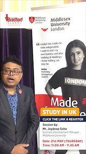 Bradford, in association with ApplyGlobal, is hosting a Facebook live session with Mr. Joydeep Saha, Business Development Manager for Middlesex University! Date: 21st May 2020 (Thursday) Time: 11AM to 11:45AM Location: Bradford Education Consultancy P. Ltd & ApplyGlobal Facebook page Register here: https://share.hsforms.com/1gxtB65LZRXefBK7VJK93Gg3pm2h | Bradford Global