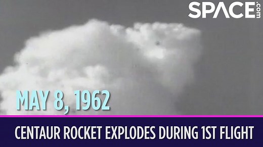 On May 8, 1962, NASA's new Centaur rocket exploded in mid-air during its first test flight. Discover more space history 👉 https://space-com.visitlink.me/BUGgvz The Centaur was an upper stage specially designed to launch heavier payloads into orbit. For its first launch, it flew on an Atlas rocket booster. The liftoff from Cape Canaveral went well at first. Then 54 seconds later, the Centaur suddenly exploded. Both the Centaur and the Atlas disintegrated at an altitude of nearly 30,000 feet (9,0