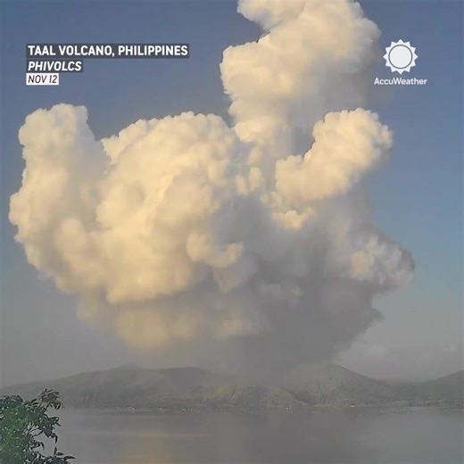 Timelapse footage captured the Taal Volcano in the Philippines erupting on Wednesday, spraying ash into the sky. | AccuWeather