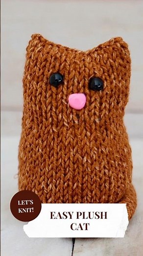Easy flat knit plush cat knitting pattern 🧶🐱