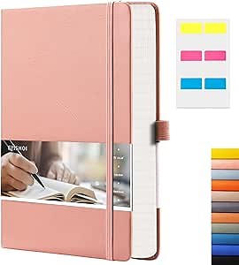 Amazon.com : EMSHOI Graph Paper Notebook - 256 Pages A5 Graph Notebook/Journal, Hard Cover, 120gsm Thick Paper, Smooth PU Leather, Inner Pocket, 5.75'' × 8.38''-Pink : Office Products
