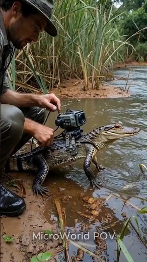 Caiman Alligator Hatchling POV: Inside the Swamp Exploring the Water | MicroWorld POV