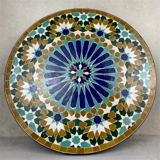 Artisan Moroccan Mosaic Table - Round Zellige Tile Table - Rustic Dining Table, Versatile Indoor & Outdoor Use - Etsy