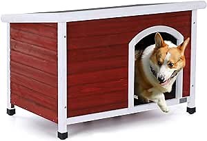 Petsfit 40.8 X 26 X 27.6 Inches Wooden Dog Houses, Dog House Outdoor