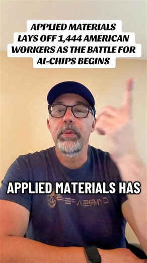 1.7K views · 56 reactions | Applied Materials lays off 1,444 Americans in tech downturn. #TechLayoffs #Manufacturing #Semiconductors #Economy #mattrieck | Matt Rieck | Facebook