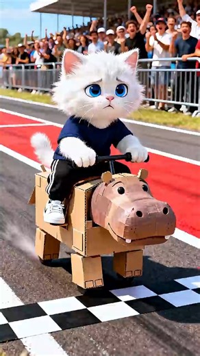 Cat vs Dog: Cardboard Hippo vs Robot Hippo Battle #shorts