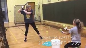 This is an easy drill to help increase hand-eye coordination and adjustment to pitches 🙂 .✨ Have the tosser simply toss 2 softballs at different heights. One is higher and one is lower. As the tosser tosses the two softballs in the air she tells the hitter which one to hit. The hitter does her best to adjust to the correct ball to hit. .✨ An easy and different drill to implement!! | Winning Softball