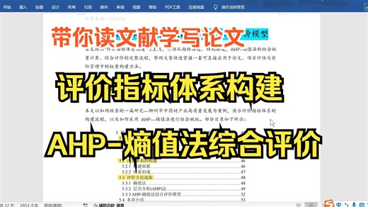【小白学统计】一篇文献带你学会AHP-熵值法评价指标体系构建，综合评价模型