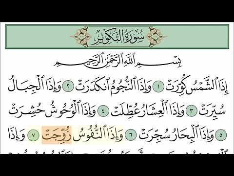 سورة التكوير مع تتبع الكلمات || المصحف المعلم لخليفة الطنيجي Surah At-Takwir