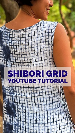 Geraldine Kok-Berman on Instagram: "Comment “Grid” for the YouTube tutorial link to be sent directly to your DMs. This tutorial goes into details about the grid preparation, folding, stitching and binding process for creating this 1/2 inch grid pattern. In the DMs, I will also include the online sewing course link that guides you to creating a tank top with side openings and side straps like the one you see in the reel. Dye used is @ritdye All-Purpose Navy Blue #sewwithgeri #geriinstitches #tied