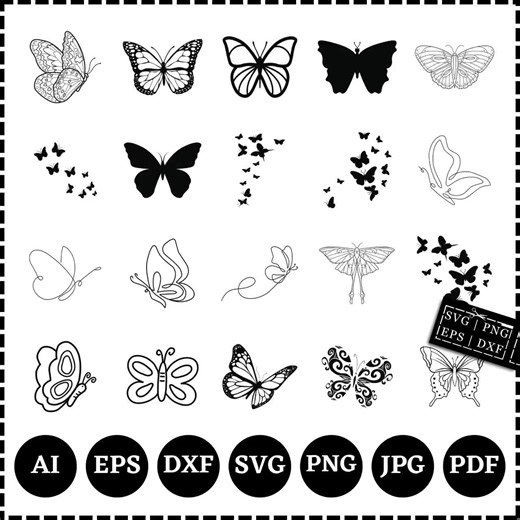 Butterfly Svg Cut Files for Cricut, Butterfly Silhouette, Butterfly Vector, Butterfly Svg Bundle, Butterfly Png Bundle, Butterfly Clipart - Etsy