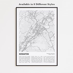 Scranton Map Print, Scranton Travel Map, Scranton Wall Decor Art, Scranton Pennsylvania, Housewarming Gift - Etsy