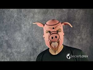 Soft Rubber Neoprene Pig Hoods Masks Full Head Pink and Black - Secret Latex