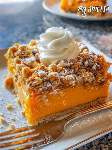 Gooey Pumpkin Crumble Cake – Sweet, Spiced & Perfect for Fall This cake is soft, pumpkin-packed, and topped with a buttery cinnamon crumble. Add whipped cream and nuts for the ultimate fall dessert! Ingredients For the Cake: 2 cups all-purpose flour ½ cup granulated sugar 1 tbsp baking powder ½ tsp salt ½ cup unsalted butter, softened 2 eggs 1 cup pumpkin puree 1 tsp vanilla extract 1 tsp ground cinnamon ½ tsp ground nutmeg For the Crumble Topping: ½ cup all-purpose flour ½ cup brown sugar ½ cup