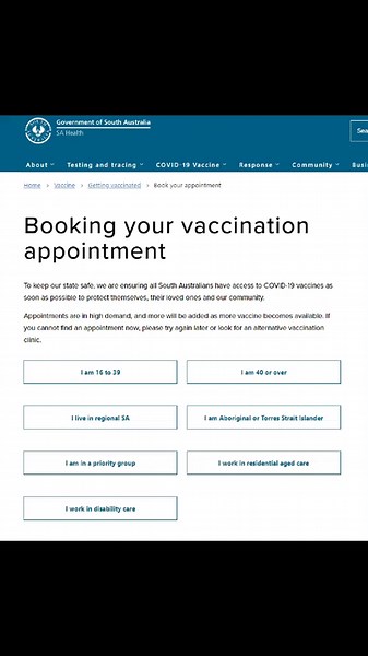 南澳允许16-39岁开始接种疫苗啦!预约步骤见图😎#pfizervaccine #vaccinationcovid19 #southAustralia #southaustralians #astrazeneca