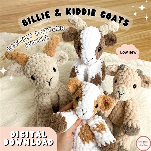 Goat Crochet Pattern Bundle | Billie & Kiddie the Goats Pattern | Amigurumi | Low-sew | Farm Animal | Market Makes Sprinkleofcrochet - Etsy