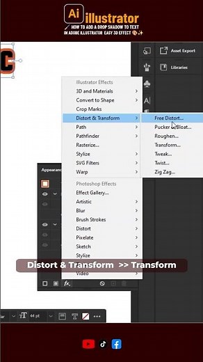 💡 How to Add Drop Shadow to Text in Adobe #illustrator | Easy Step-by-Step Tutorial ✨
