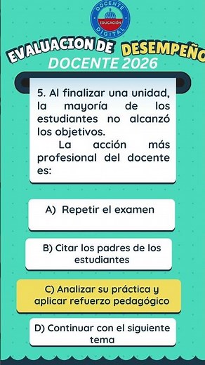 Pregunta #5. Evaluación de Desempeño Docente 2026 (Situaciones Prácticas)