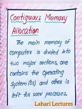 Contiguous Memory Allocation in Operating Systems notes by LahariLectures #LahariLectures #notes