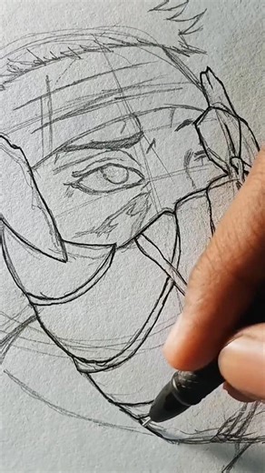 obito uchiha drawing with normal pen 🖊 #shorts #obito #naruto #pencilsketch #drawing