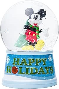 Silver Buffalo Disney Mickey Mouse Light Up Snow Globe│Christmas Happy Holidays│5.5 Inches Tall, 100mm (Stardard)