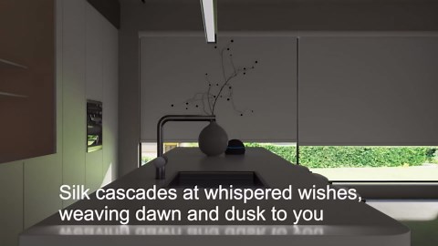 BERISSA Motorized Blinds with Remote,Blackout Smart Roller Shades with App,Voice Control,Jacquard Fabric,Thermal Insulated Automatic Blinds,Electric Shades with USB/Solar Pannel.Maze Black