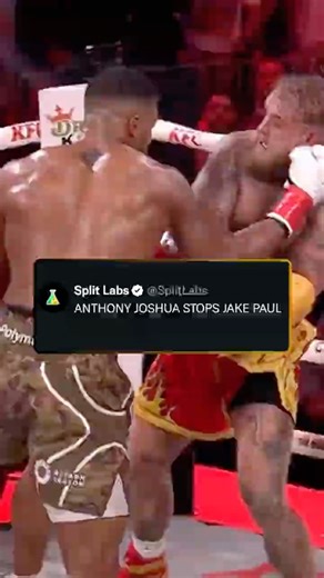 ANTHONY JOSHUA STOPS JAKE PAUL IN ROUND 6 🥊 #AnthonyJoshua #JakePaul #Boxing #Shorts