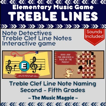 Treble Clef Line Notes Game | Interactive Elementary Music "Note Detectives"