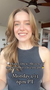 Kennedy McMann on Instagram: "nancy drews news coming at you live!!!!! YOUTUBE: kennedymcmann WHAT: nancy drew: mystery of the seven keys WHEN: tomorrow - 5/13 - 6pm PT"