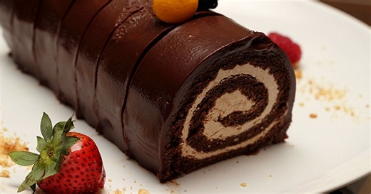 Bûche de Noël au chocolat et au caramel